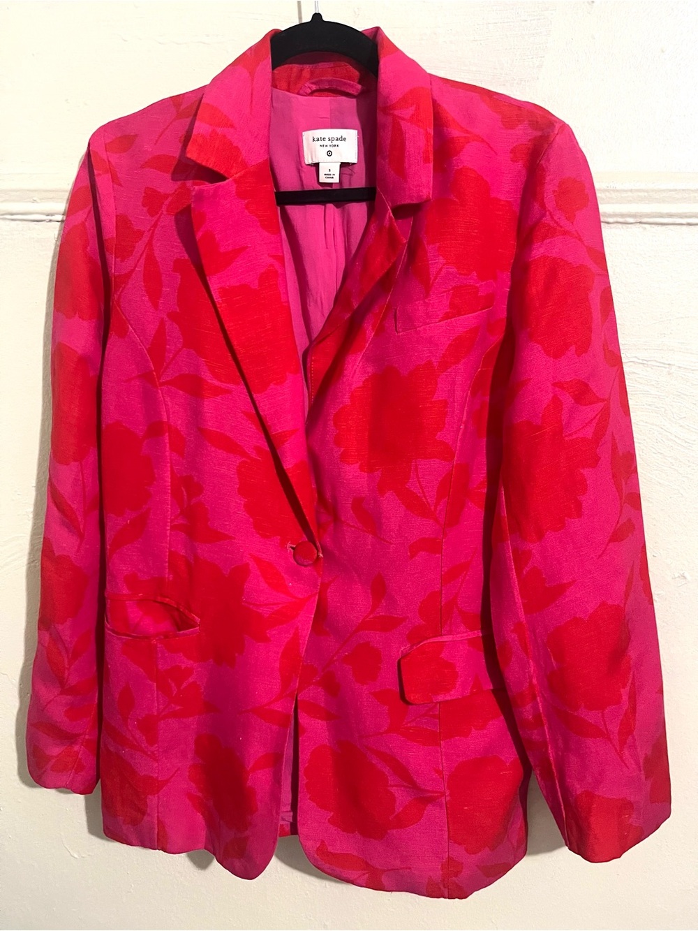 kate spade Pink and Red Floral Single-Button Blazer